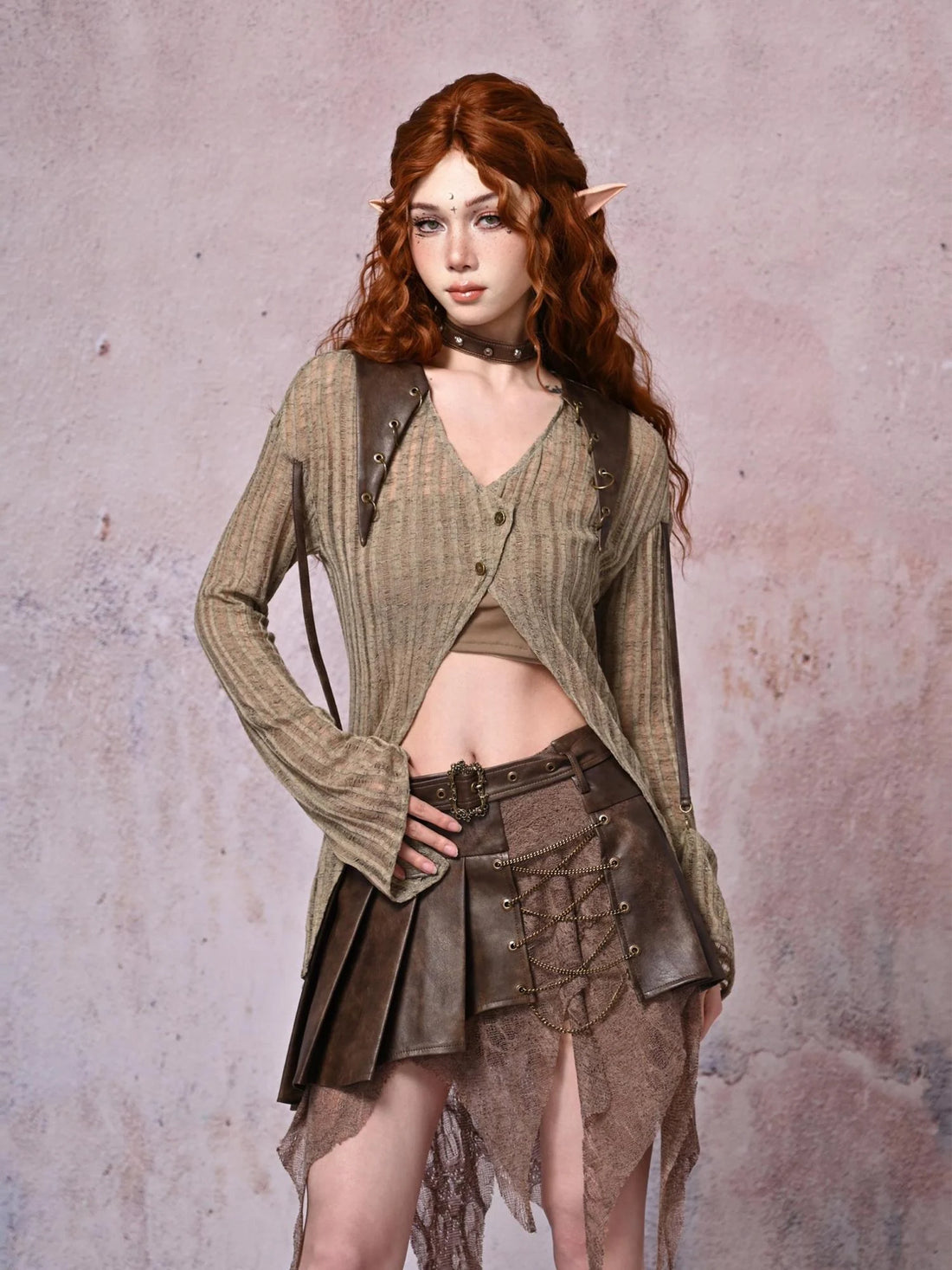 Virtual Orbit Urban Wandering Distressed Knit Cardigan