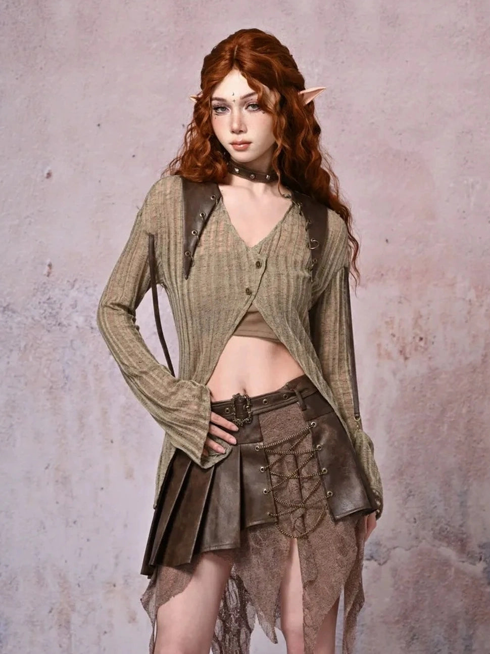 Virtual Orbit Urban Wandering Distressed Knit Cardigan