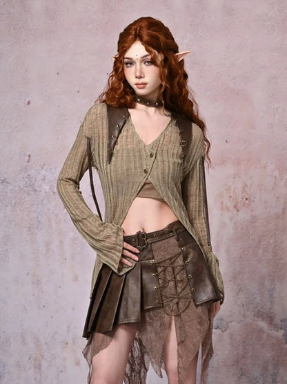 Virtual Orbit Urban Wandering Distressed Knit Cardigan