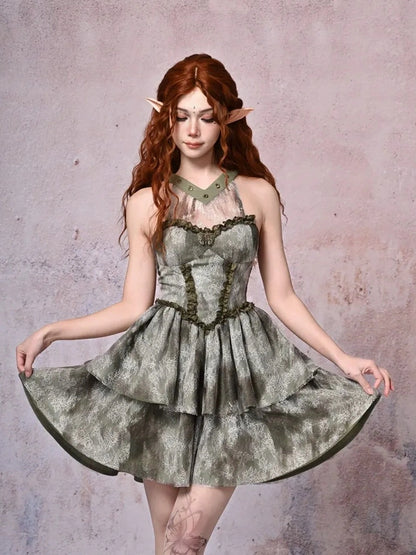 Virtual Orbit Urban Wandering Lace Tiered Dress