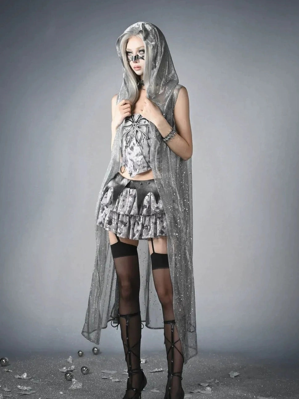 Virtual Orbit V-neck Cyber Butterfly Chain Corset Top