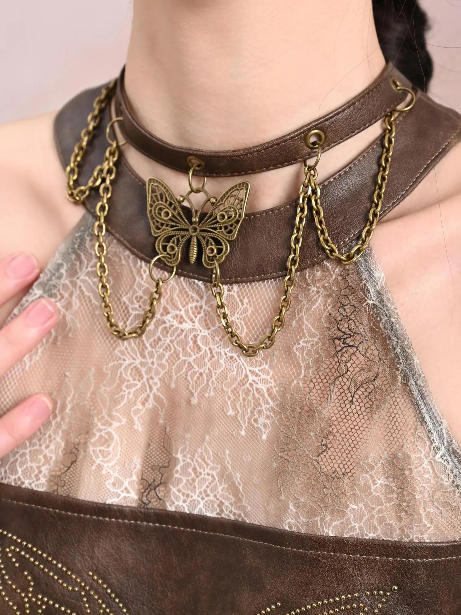 Virtual Orbit Vintage Butterfly Chain Necklace