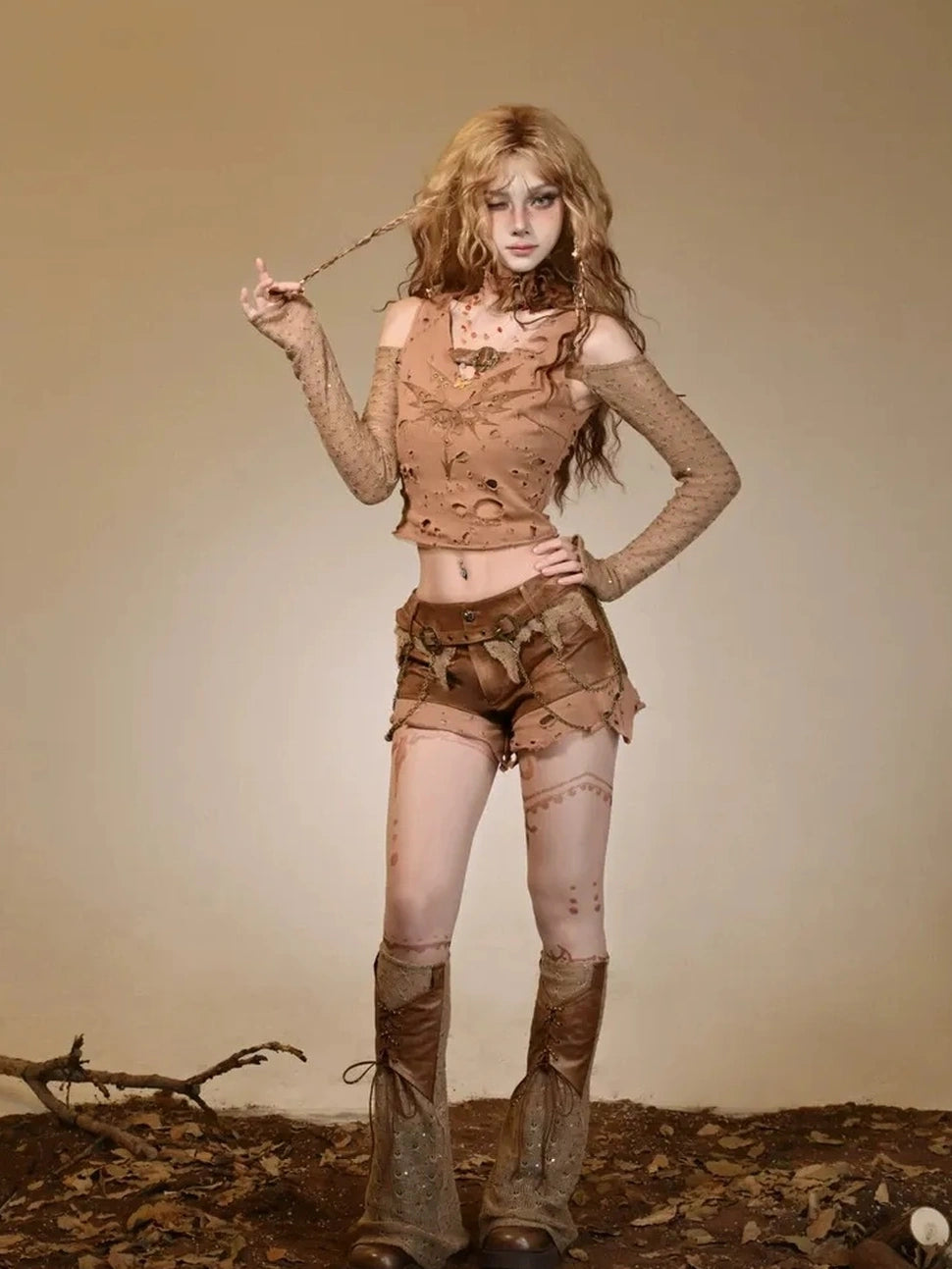 Virtual Orbit Vintage Distressed Knit Leg Warmer