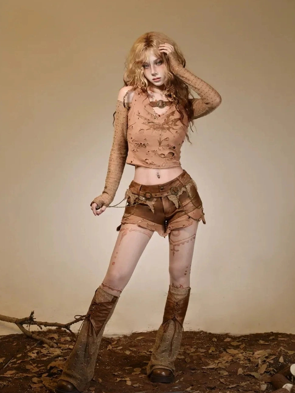 Virtual Orbit Vintage Distressed Knit Leg Warmer