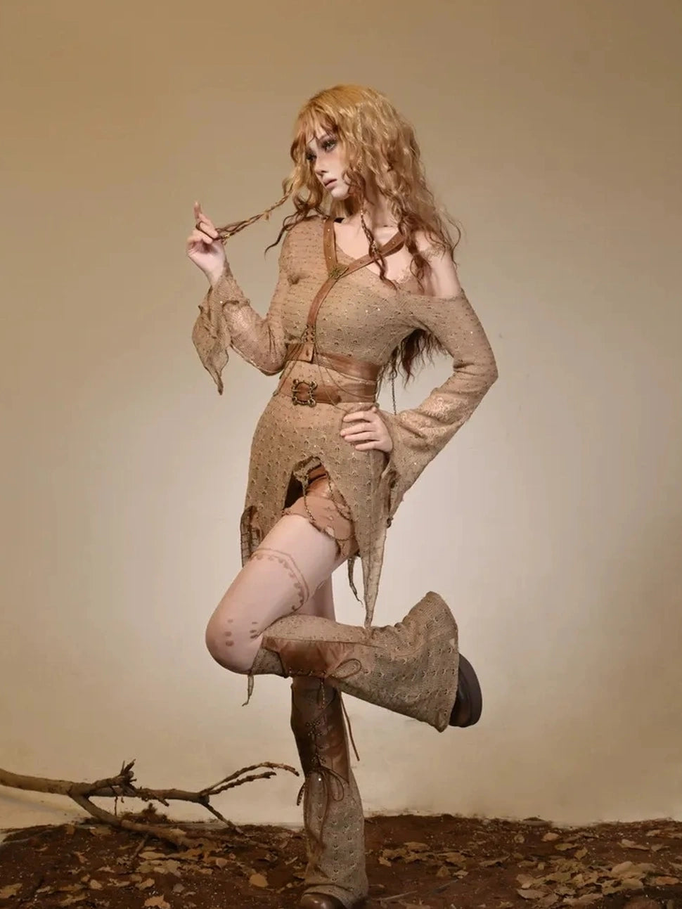 Virtual Orbit Vintage Distressed Knit Leg Warmer