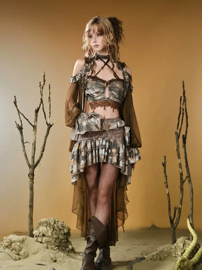 Virtual Orbit Vintage Snake Tribal Bandage Bustier Top