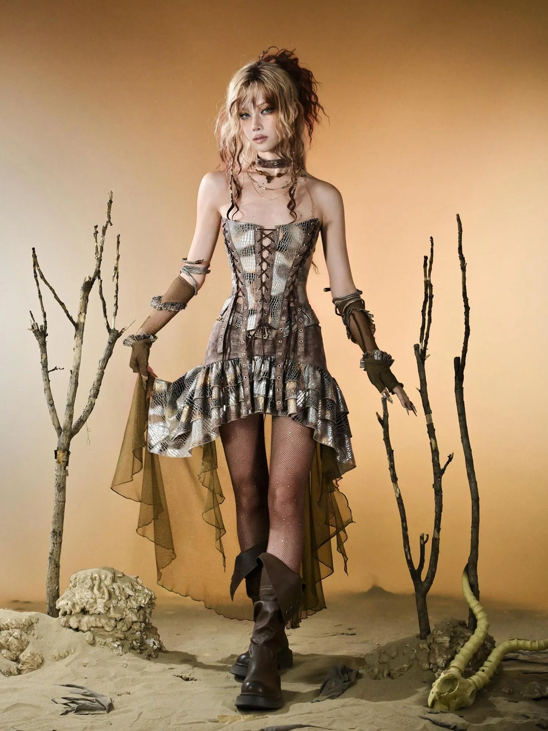 Virtual Orbit Vintage Snake Trim Corset Top