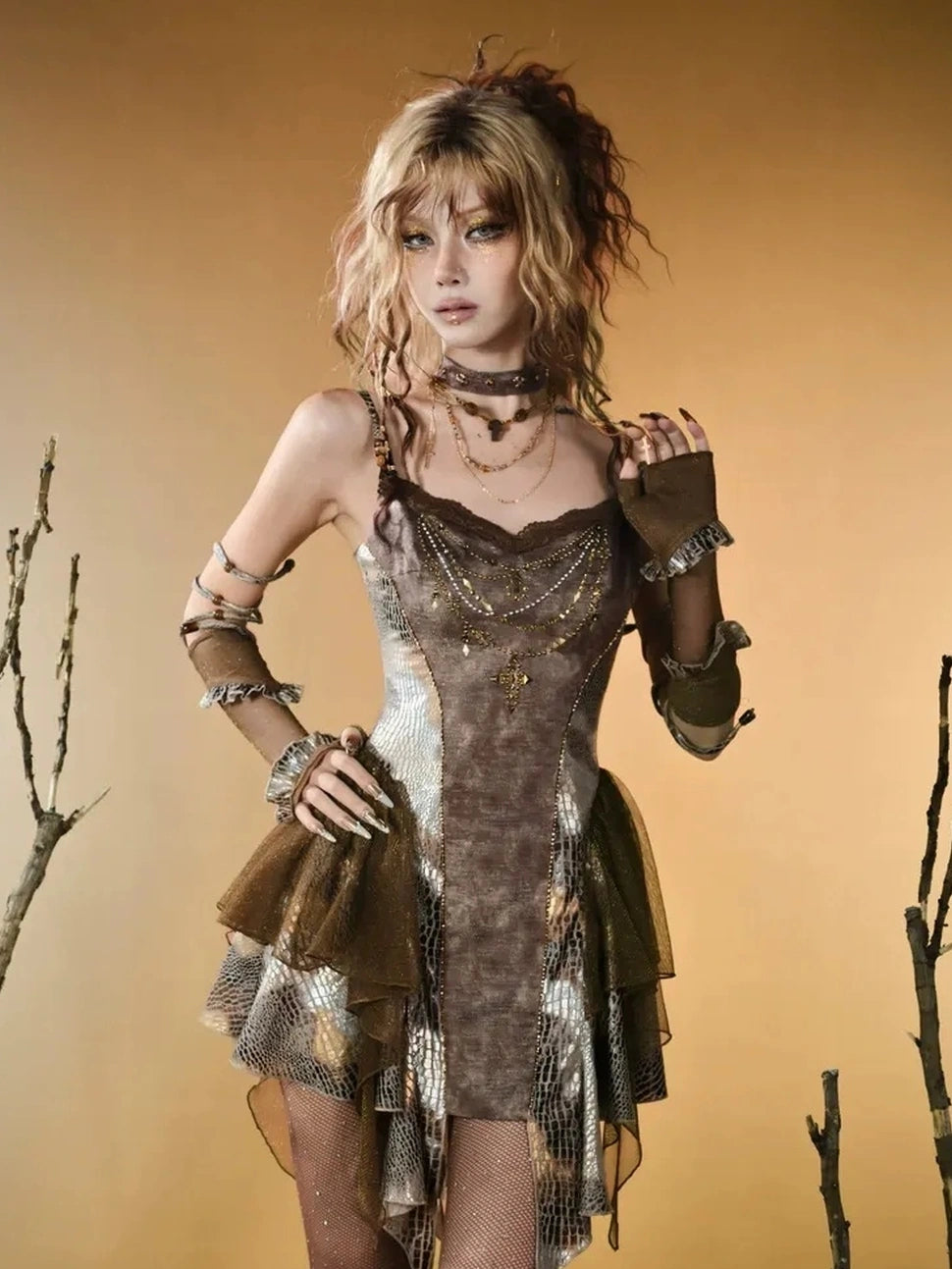 Virtual Orbit Vintage Y2K Snake Print Arm Sleeves Bands