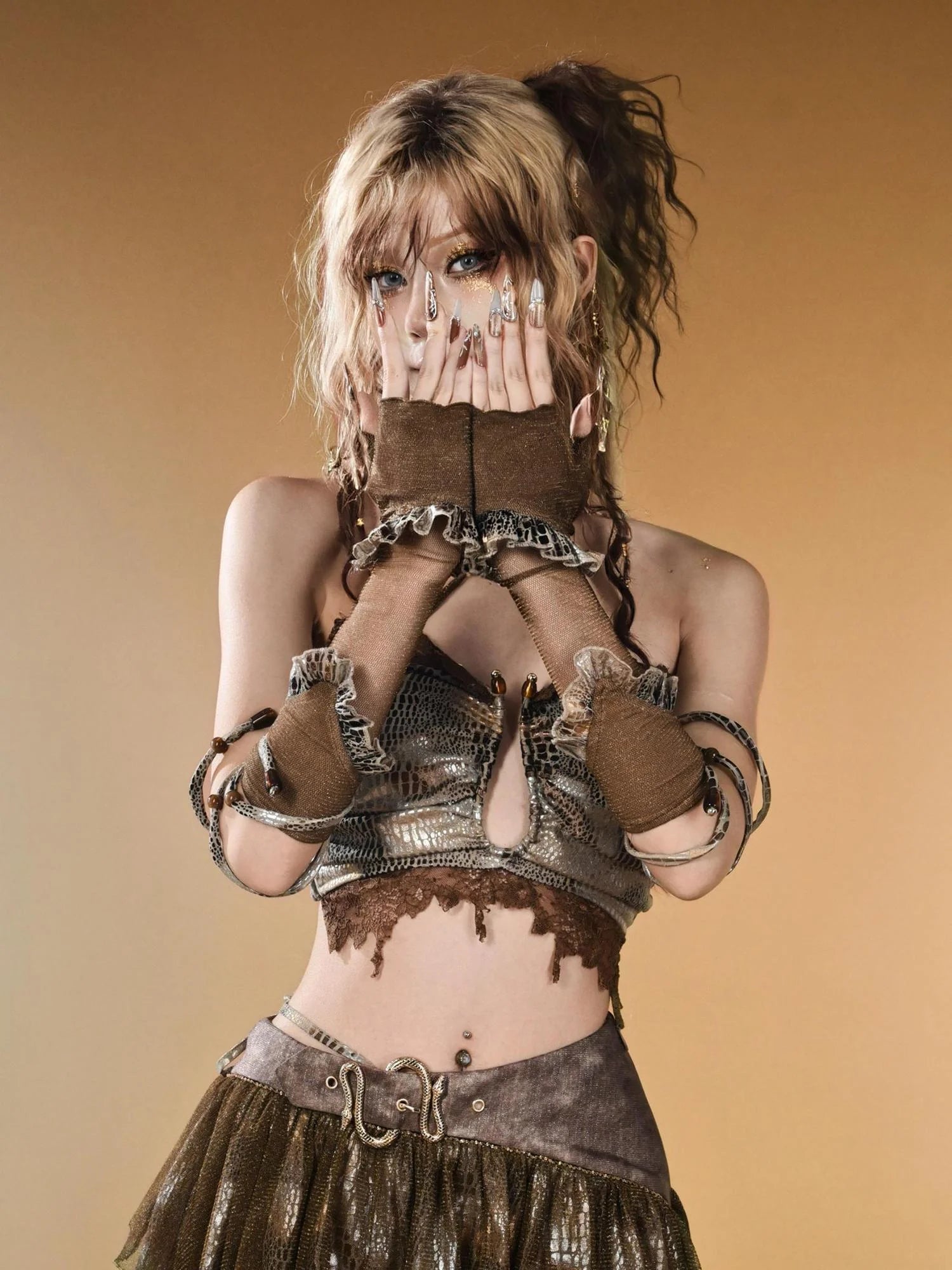 Virtual Orbit Vintage Y2K Snake Print Arm Sleeves Bands