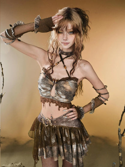 Virtual Orbit Vintage Y2K Snake Print Arm Sleeves Bands