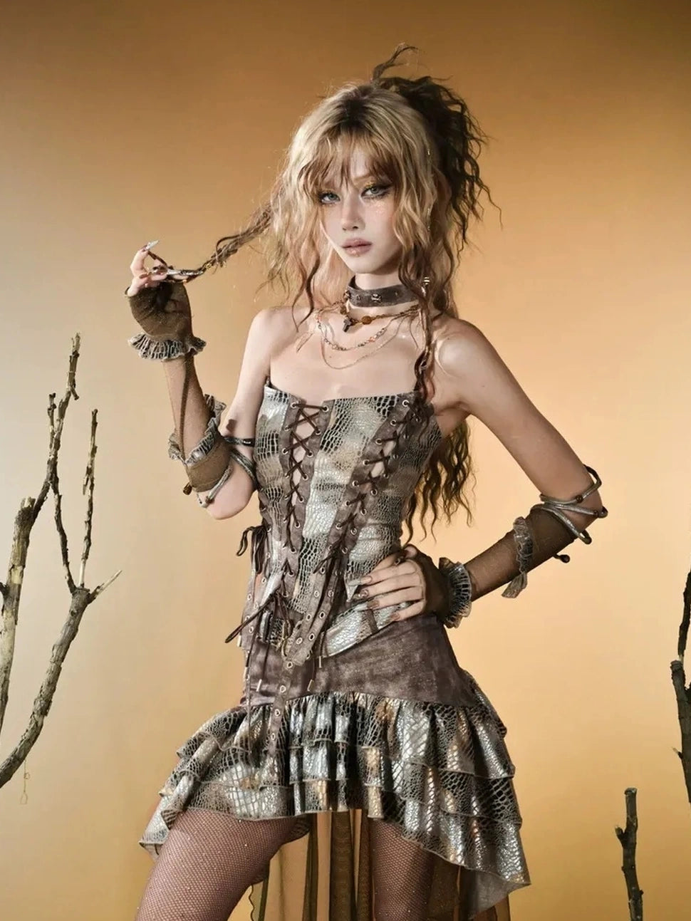 Virtual Orbit Vintage Y2K Snake Print Arm Sleeves Bands