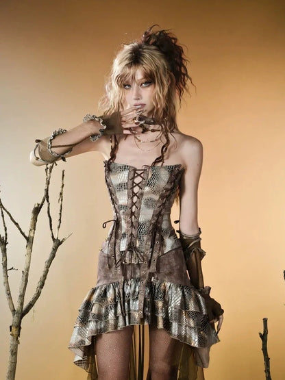 Virtual Orbit Vintage Y2K Snake Print Arm Sleeves Bands