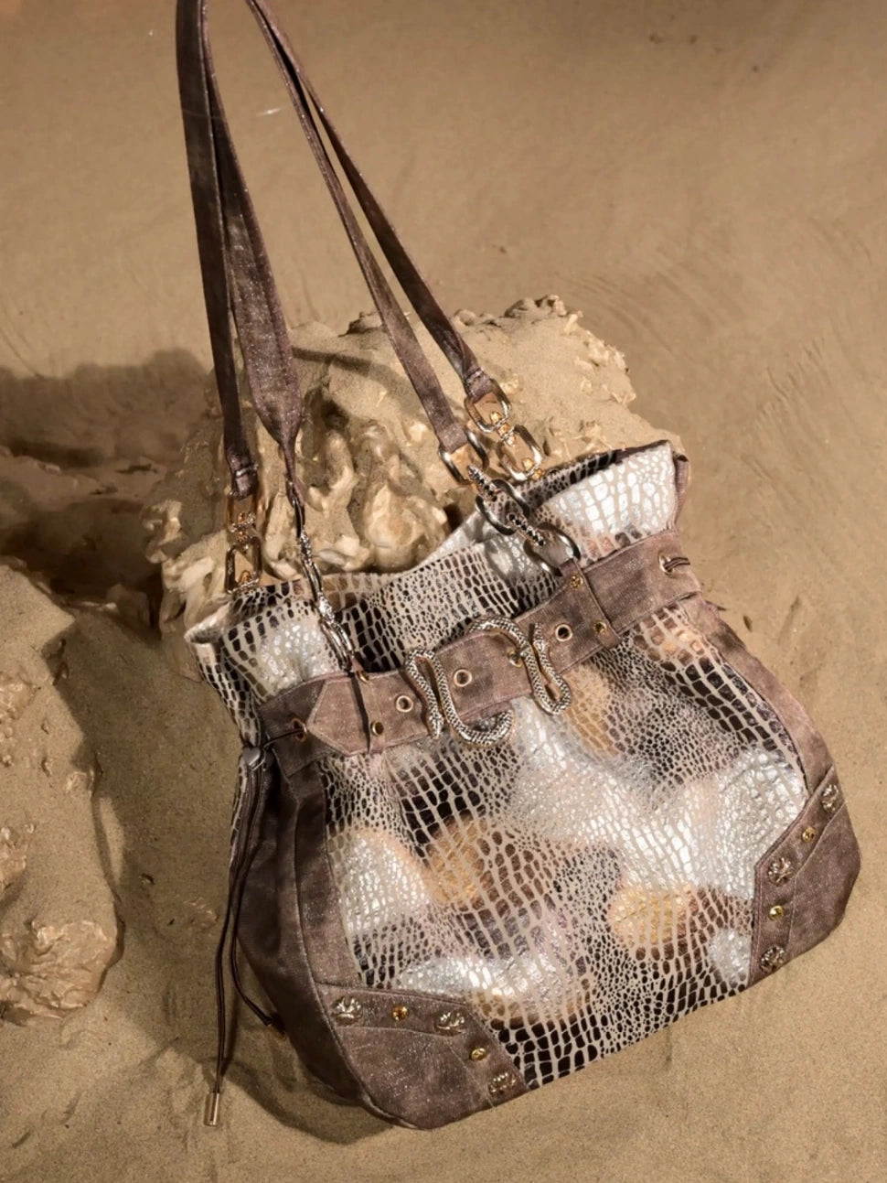 Virtual Orbit Vintage Y2 K Snake Print Underarm Crossbody Bag