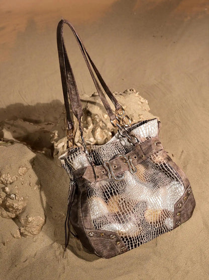 Virtual Orbit Vintage Y2 K Snake Print Underarm Crossbody Bag
