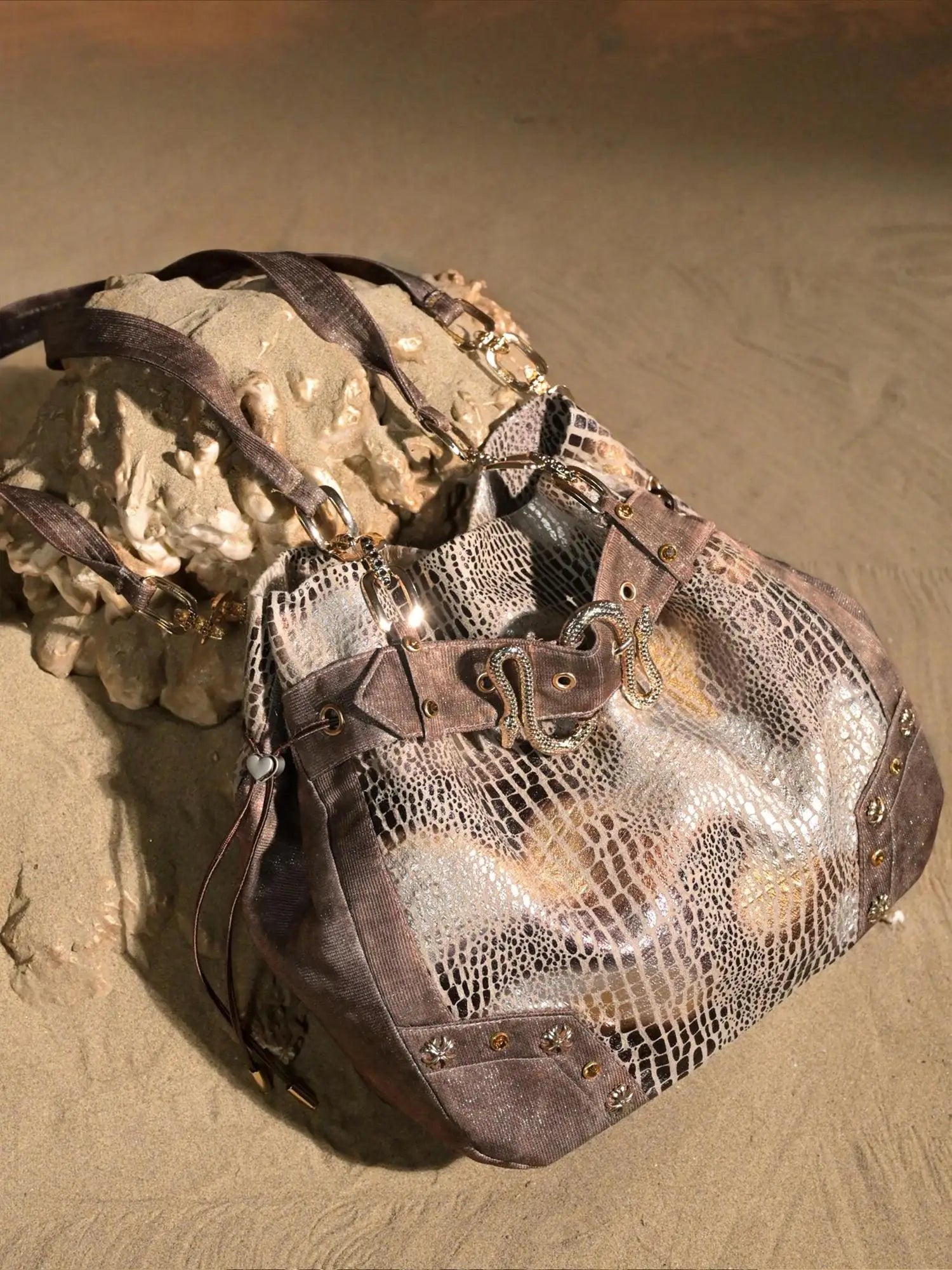 Virtual Orbit Vintage Y2 K Snake Print Underarm Crossbody Bag