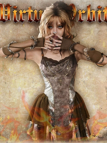 Virtual Orbit Vintage Y2 K Snake Print Underarm Crossbody Bag