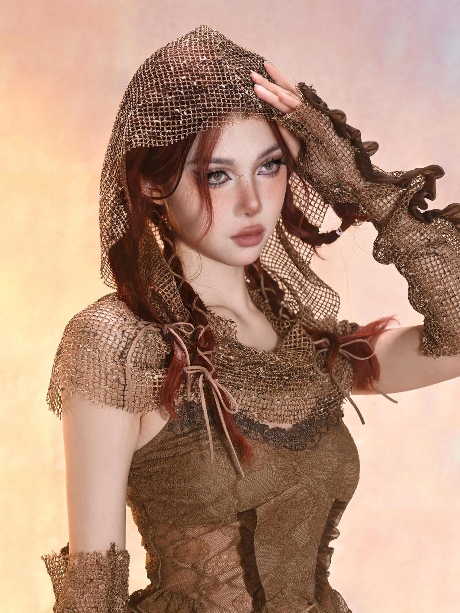 Virtual Orbit Wasteland Dune Distressed Mesh Retro Women&
