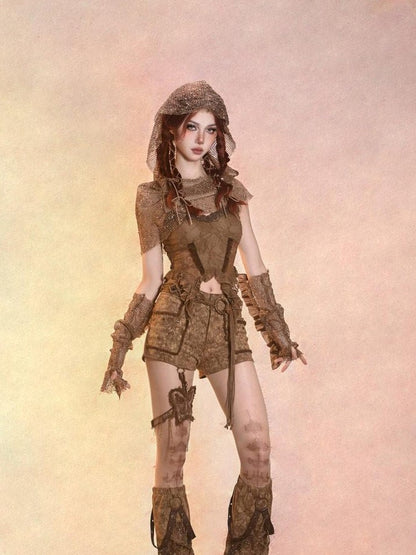 Virtual Orbit Wasteland Dune Distressed Mesh Retro Women&
