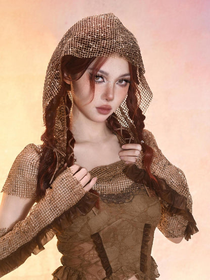 Virtual Orbit Wasteland Dune Distressed Mesh Retro Women&
