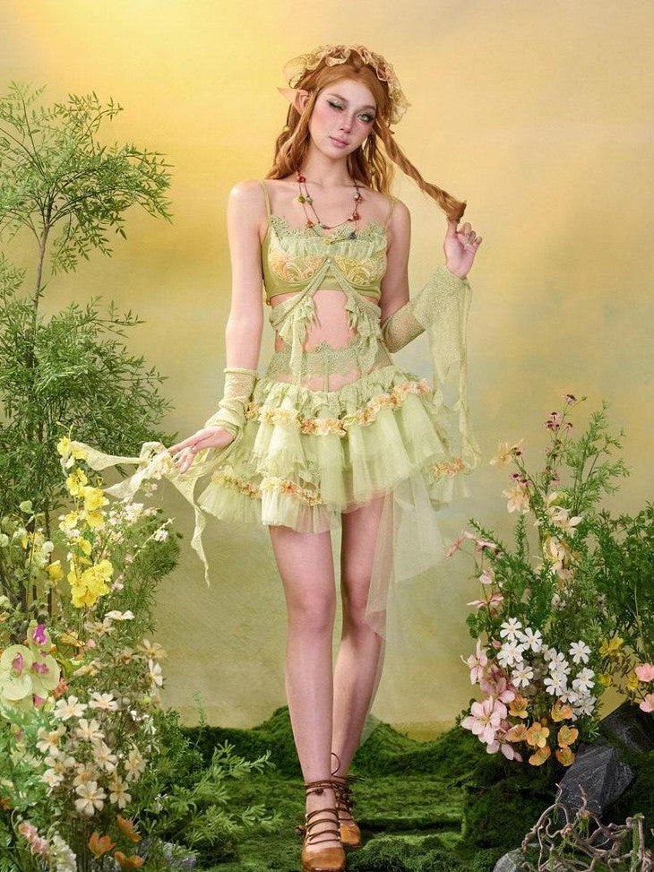 Virtual Orbit Woodland Lace Jacquard Tulle Puff Tassel Women&