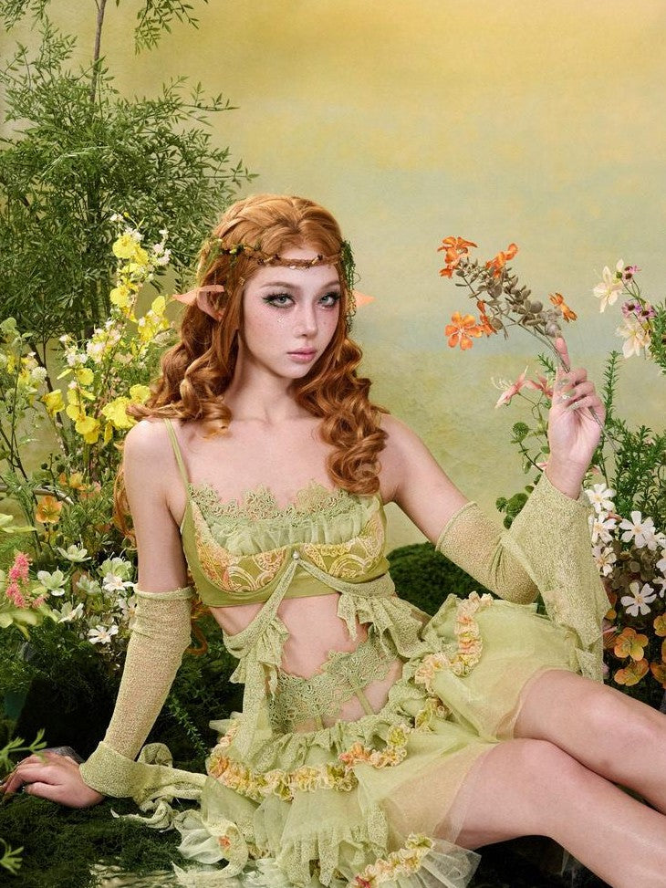 Virtual Orbit Woodland Lace Jacquard Tulle Puff Tassel Women&