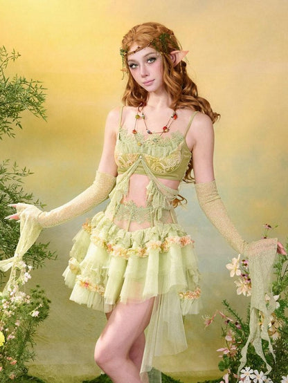 Virtual Orbit Woodland Lace Jacquard Tulle Puff Tassel Women&