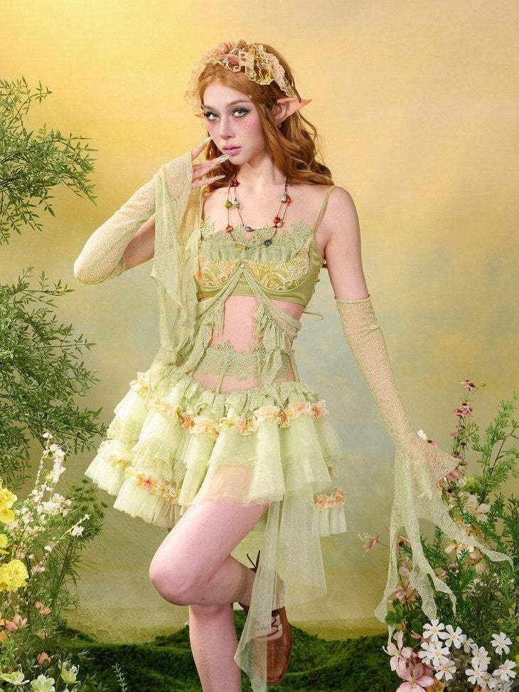 Virtual Orbit Woodland Lace Jacquard Tulle Puff Tassel Women&
