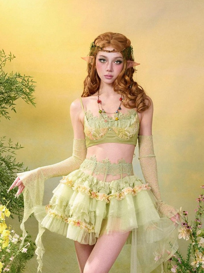 Virtual Orbit Woodland Lace Jacquard Tulle Puff Tassel Women&