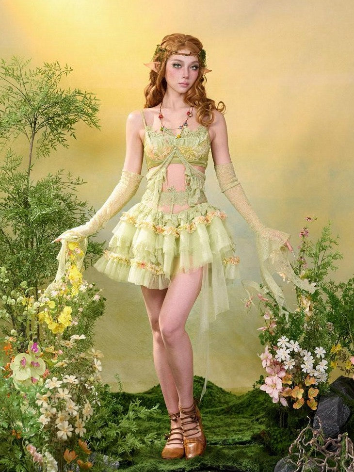 Virtual Orbit Woodland Lace Jacquard Tulle Puff Tassel Women&