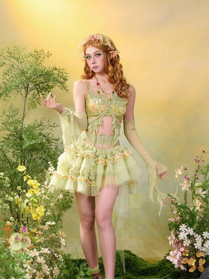 Virtual Orbit Woodland Lace Jacquard Tulle Puff Tassel Women&