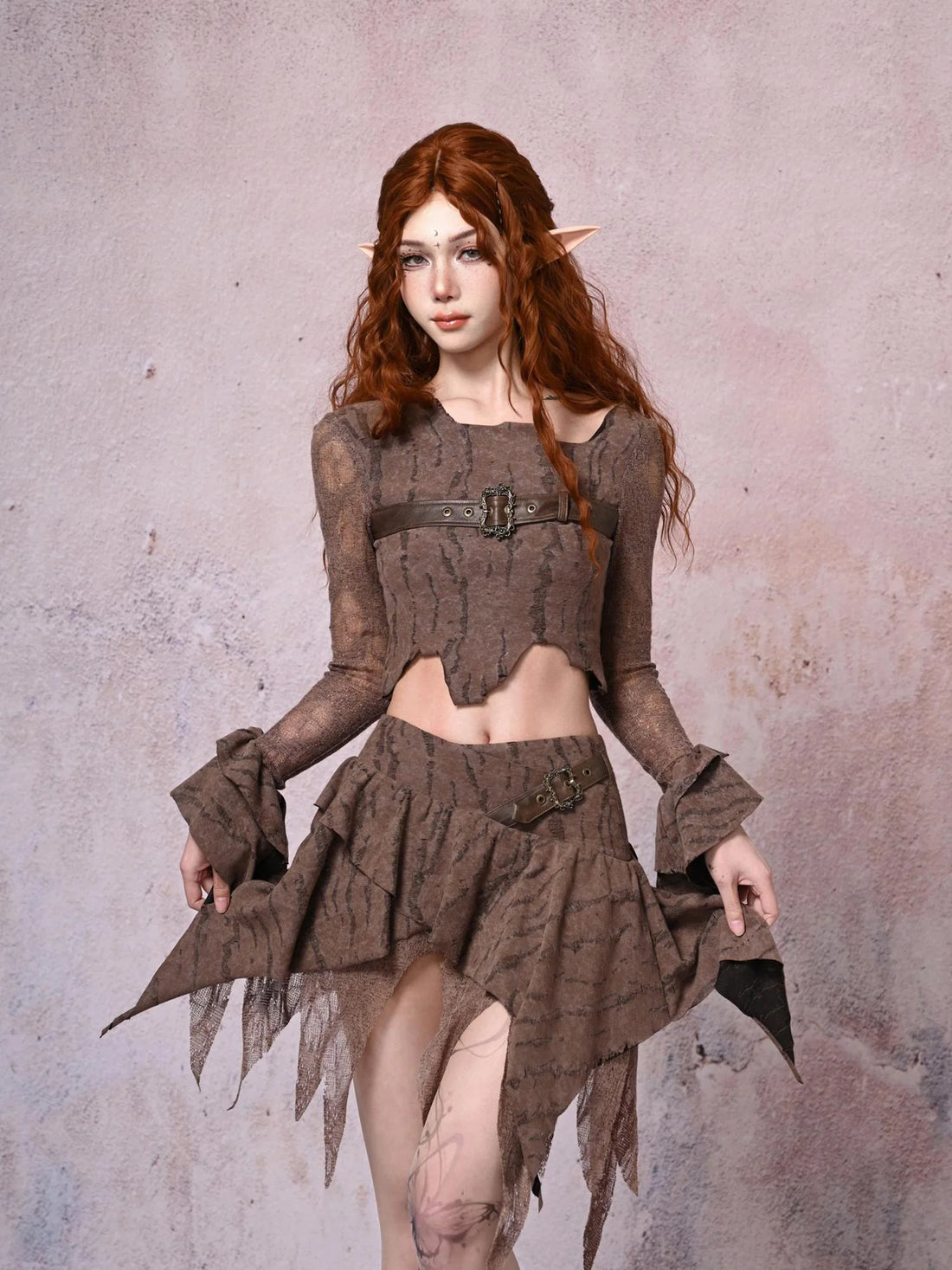 Virtual Orbit Worn In Wanderer Distressed Patchwork Mini Skirt