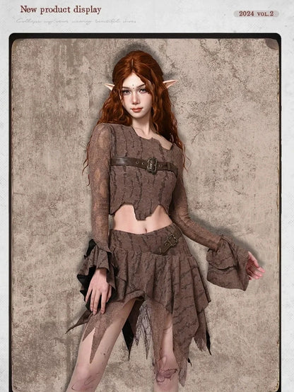 Virtual Orbit Worn In Wanderer Distressed Patchwork Mini Skirt