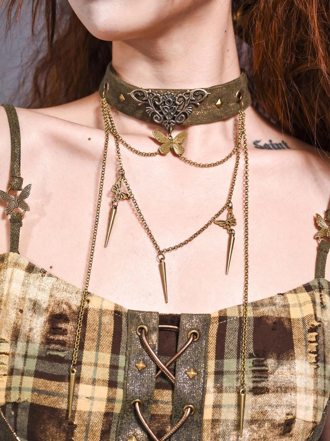 Virtual Orbit Y2K Butterfly Choker Necklace