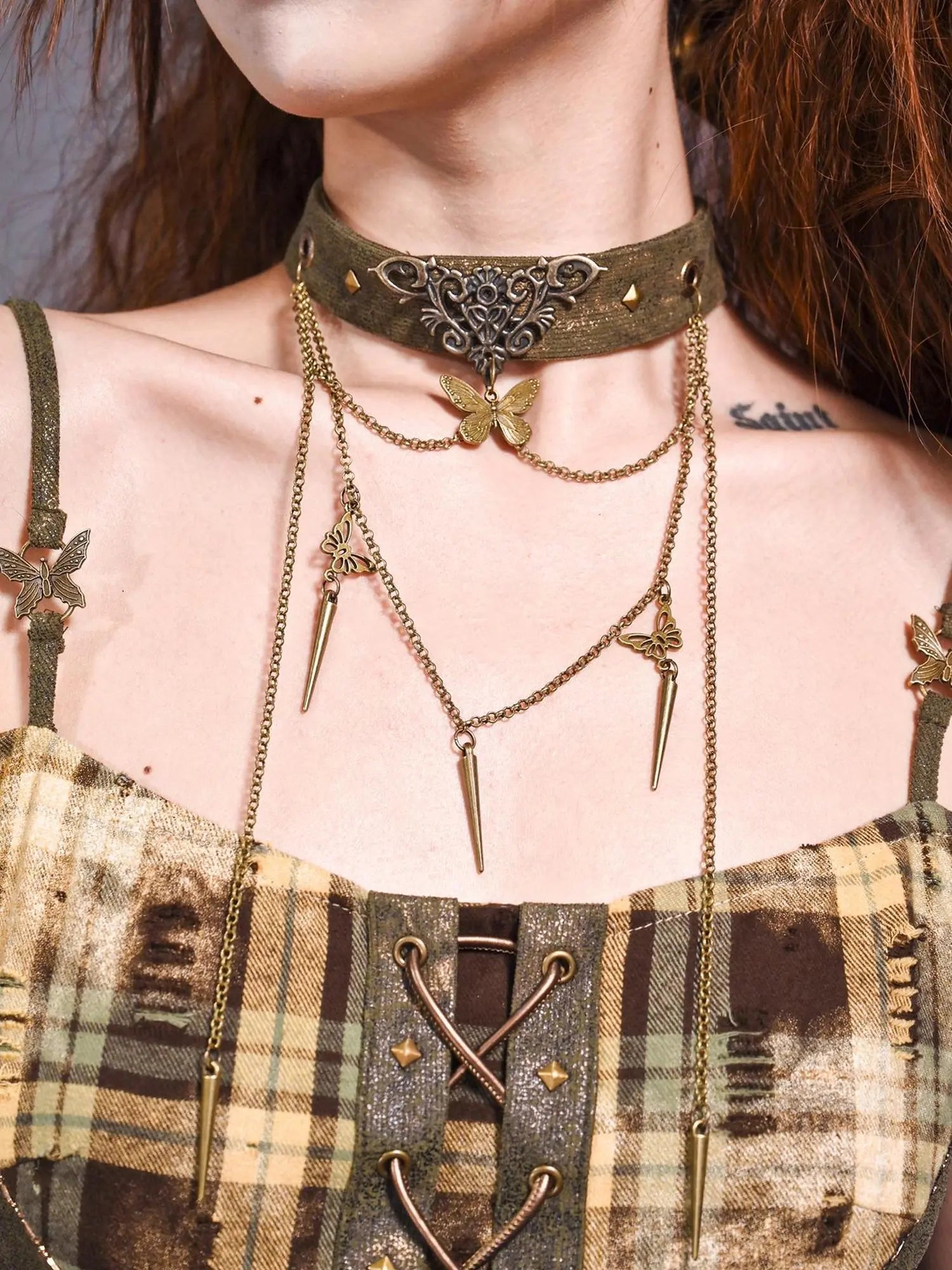 Virtual Orbit Y2K Butterfly Choker Necklace