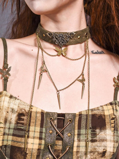 Virtual Orbit Y2K Butterfly Choker Necklace