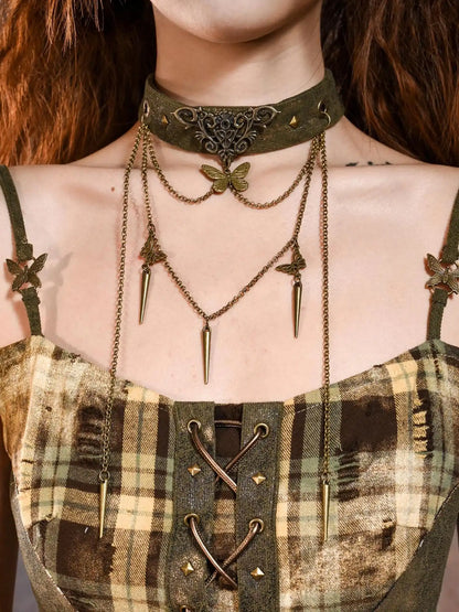 Virtual Orbit Y2K Butterfly Choker Necklace