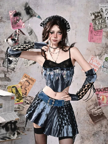 Virtual Orbit Y2K Punk Fairy Star Mesh Bandana Headband