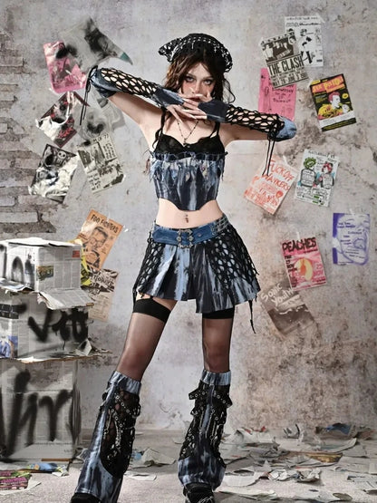 Virtual Orbit Y2K Punk Fairy Star Mesh Bandana Headband