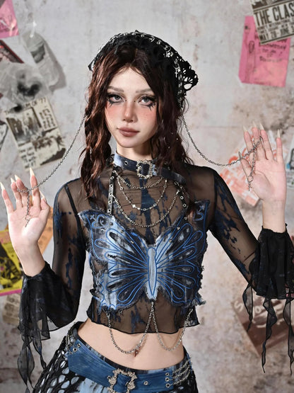 Virtual Orbit Y2K Punk Fairy Star Mesh Bandana Headband