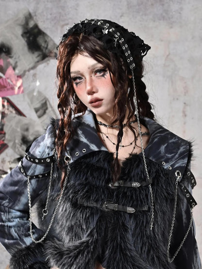 Virtual Orbit Y2K Punk Fairy Star Mesh Bandana Headband