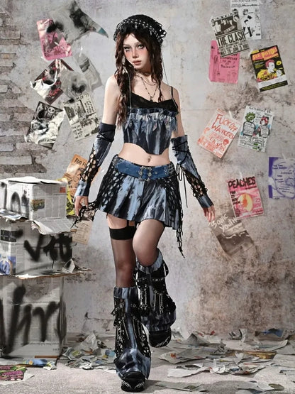 Virtual Orbit Y2K Punk Fairy Star Mesh Bandana Headband