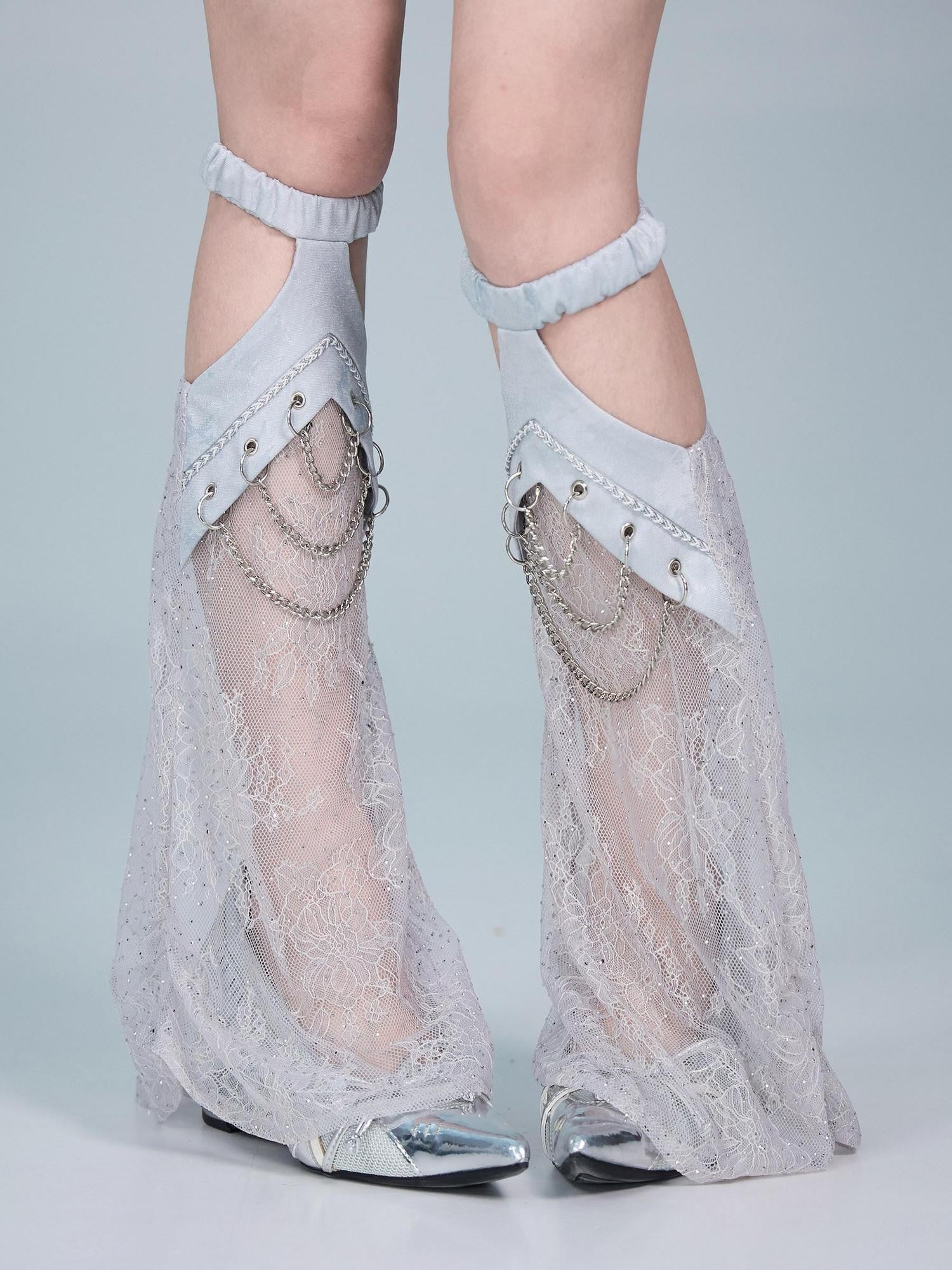 Virtual Orbit Y2k Ballet Lace Rhinestone Chain Stacked Women&