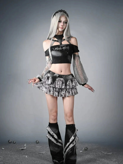 Virtual Orbit Y3k Cyberpunk Metal Fringe Leg Warmers