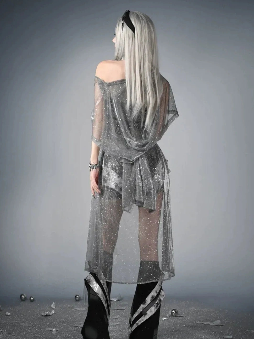 Virtual Orbit Y3k Cyberpunk Metal Fringe Leg Warmers