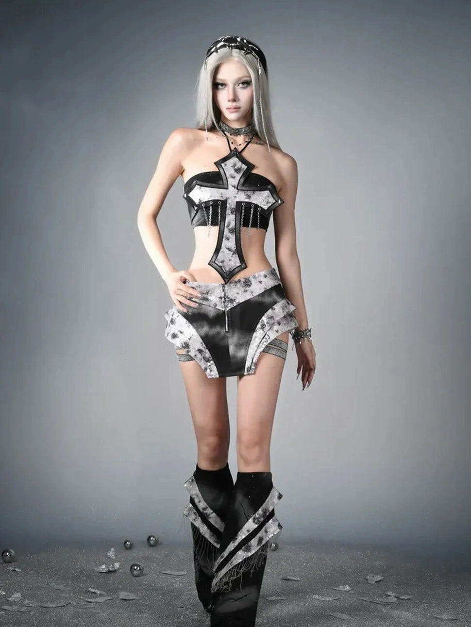 Virtual Orbit Y3k Cyberpunk Metal Fringe Leg Warmers