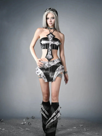 Virtual Orbit Y3k Cyberpunk Metal Fringe Leg Warmers