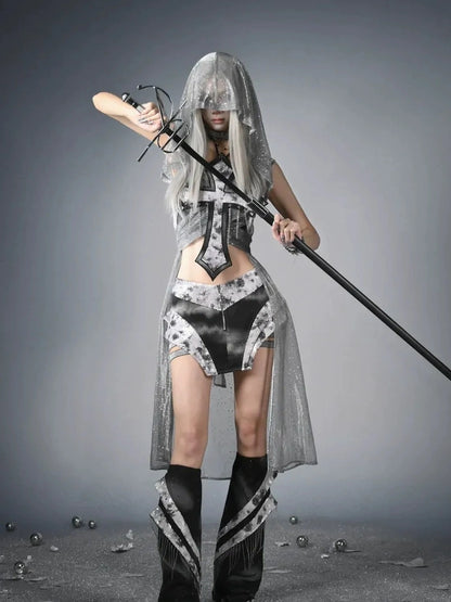 Virtual Orbit Y3k Cyberpunk Metal Fringe Leg Warmers