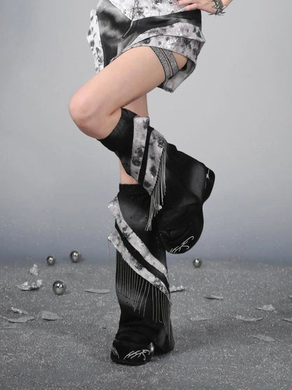 Virtual Orbit Y3k Cyberpunk Metal Fringe Leg Warmers