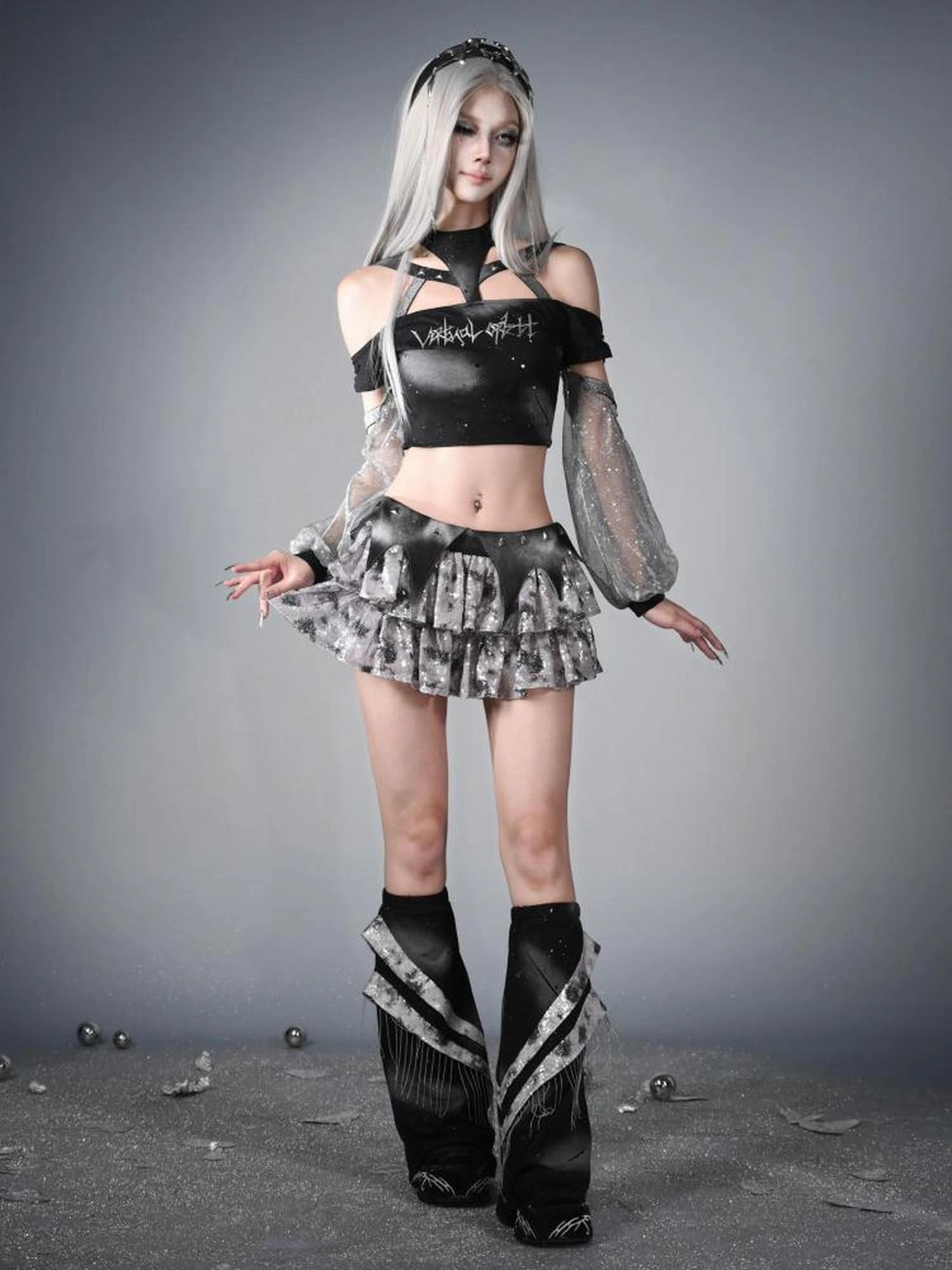 Virtual Orbit Y3k Cyberpunk Metal Fringe Leg Warmers