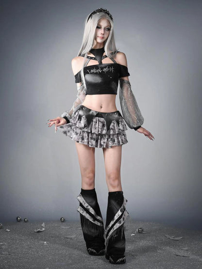 Virtual Orbit Y3k Cyberpunk Metal Fringe Leg Warmers